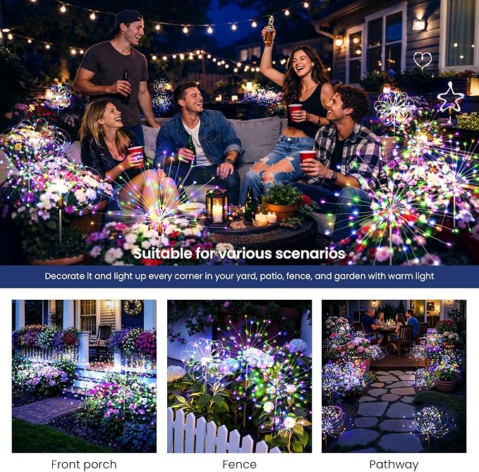 Solar Lights Outdoor, 120LED 6pack Fairy Garden Lights Decor - Image 2