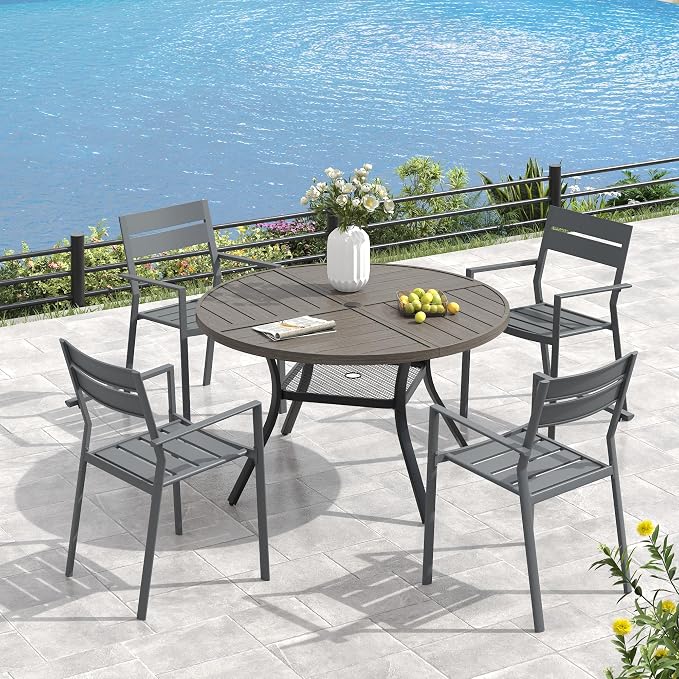 VICLLAX 40.6" Round Outdoor Table, Patio Dining Table - Image 7