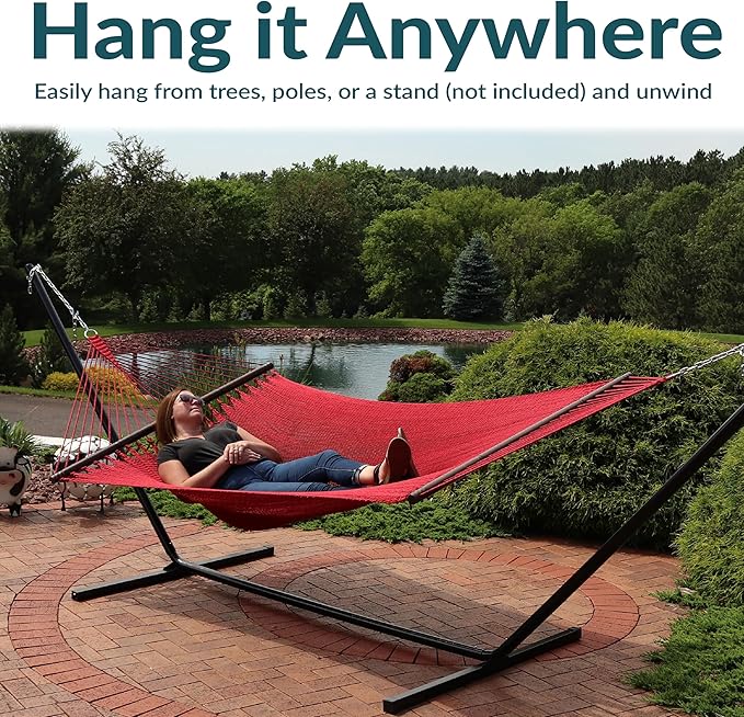 Sunnydaze Soft-Spun Polyester Rope Double Hammock - Image 4