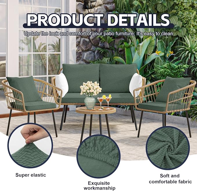 8Pcs Patio Cushion Covers, Outdoor Cushions Covers, Stretch Cushion Covers - Image 3