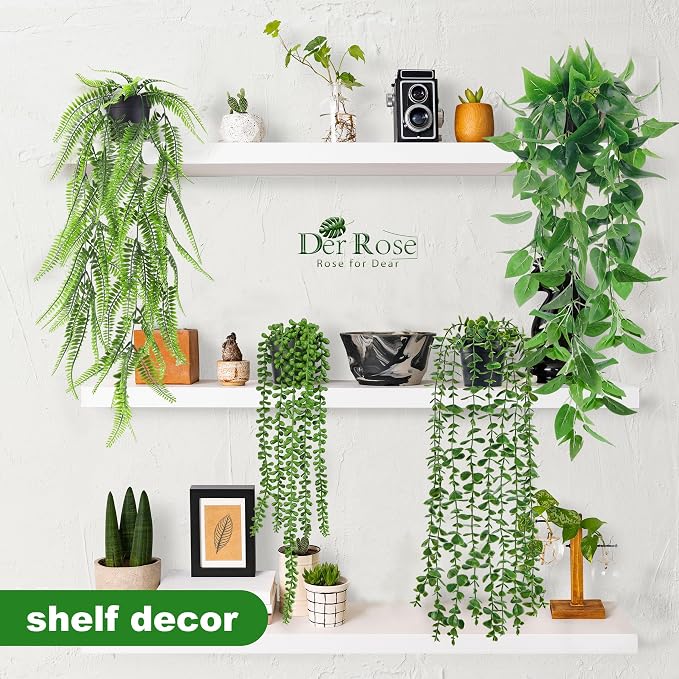 Der Rose 4Pcs Fake Plants Hanging Artificial Ivy Vine Faux Eucalyptus Hanging - Image 2