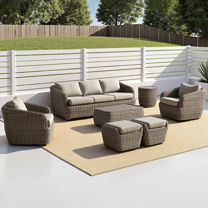 CHITA 8 Pieces Patio Wicker Furniture Set, Outdoor Rattan Bistro Set - Image 7