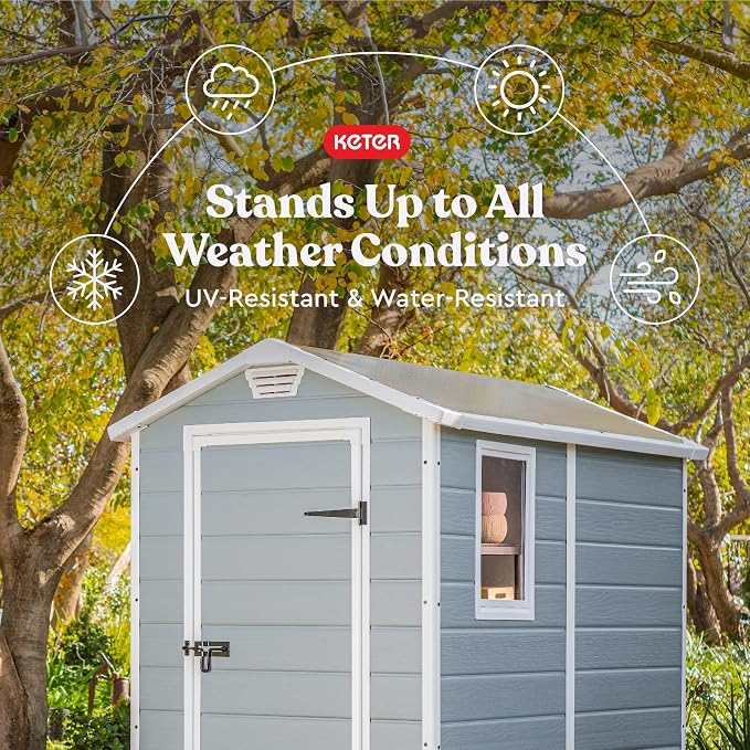 Keter Manor 4x6 Resin Outdoor Storage Shed Kit-Perfect to Store Patio Furniture - Image 5