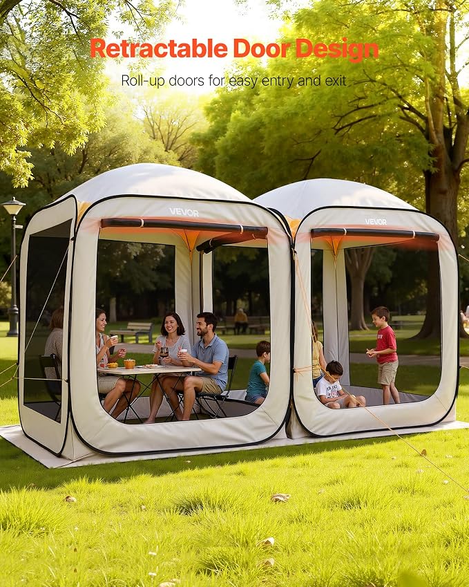 VEVOR 12x6ft 2-in-1 Pop-Up Screen House Tent, Dual Room Screen Gazebo, Portable - Image 9