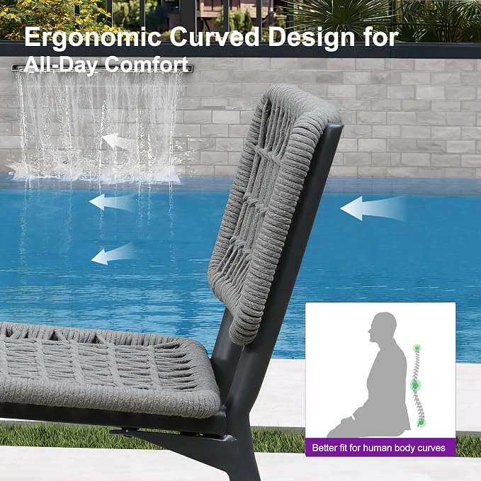 PURPLE LEAF Patio Counter Height Bar Stools Set of 2 Metal Bar Chairs - Image 5