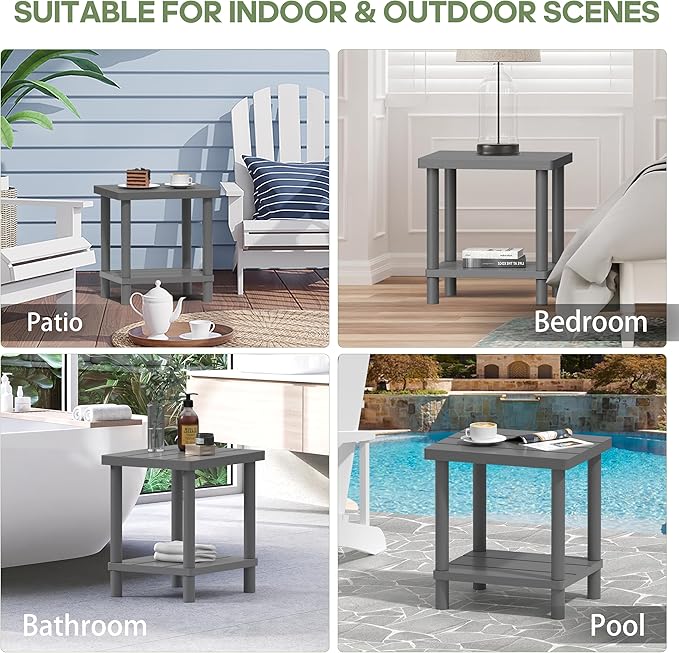 Outdoor Side Table, 2-Tier Small Outdoor Table - Image 6