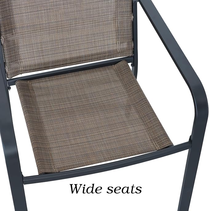 5 Piece Patio Dining Set, Outdoor Black Sling Stackable Chairs and 35" Square - Image 5