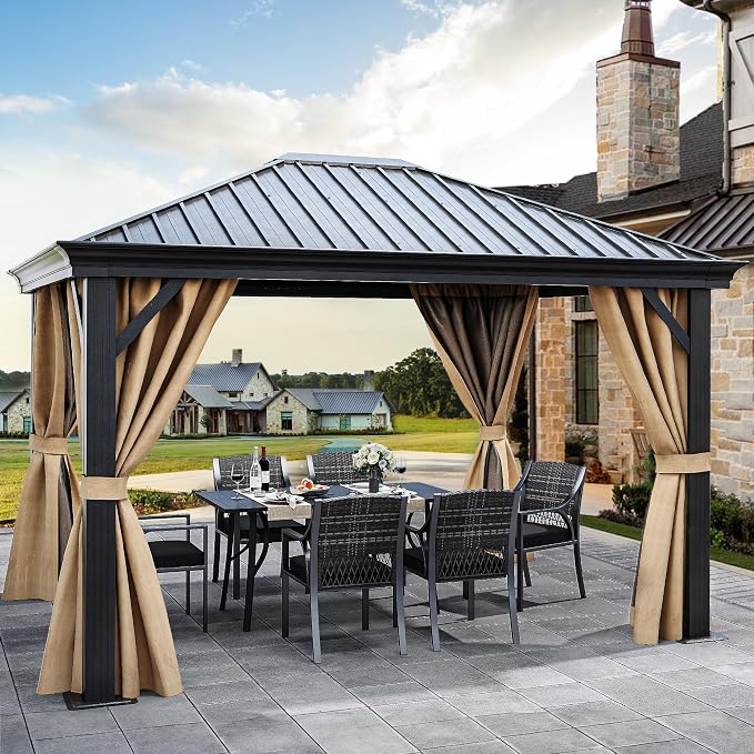 YITAHOME 10X12FT Hardtop Metal Gazebo Single Top Outdoor Patio Canopy - Image 7