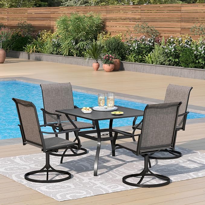 PHI VILLA 5 pcs Patio Dining Set, Outdoor Swivel Dining Chairs 4 and Metal by PHIVILLAThepioneerofcomfortablehouseholdsupplies