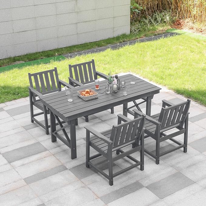 HDPE Patio Dining Set, 5-Piece Outdoor Table and Chairs - Image 9