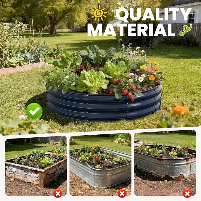 Galvanized Raised Garden Bed 4×4×1 FT, Round Metal Raised Garden Bed Outdoor - Image 2