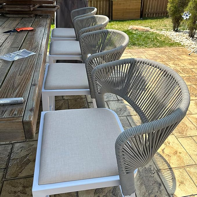 PURPLE LEAF Bar Stool Set of 2 Outdoor Rattan Bar Chair - Image 8