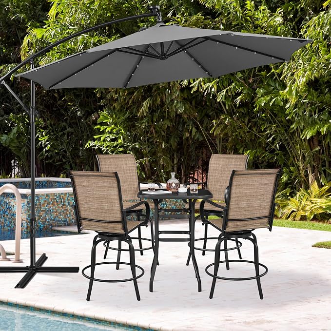 Yaheetech Patio Swivel Bar Stools Outdoor Chairs Set of 6 Outdoor High Bistro - Image 2
