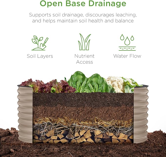 Best Choice Products 4x2x2ft Outdoor Metal Raised Garden Bed, Oval Deep Root - Image 3