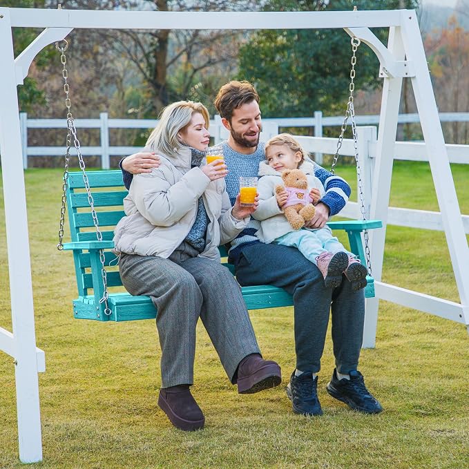 KINGYES Outdoor Hanging Patio Swing Set of 4, 2 Seat Swing Chair - Image 7