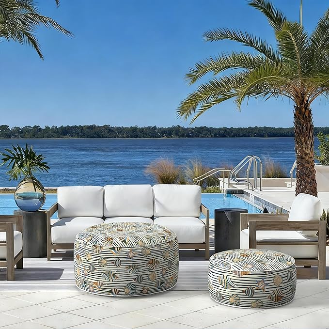LVTXIII Indoor/Outdoor Extra Large Inflatable Ottoman Pouf D31 x H14 Inch - Image 5