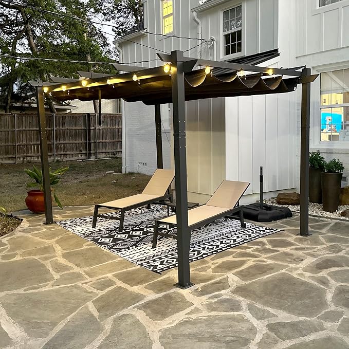 PURPLE LEAF 10' x 13' Aluminum Outdoor Pergola Retractable Pergola by Unknown