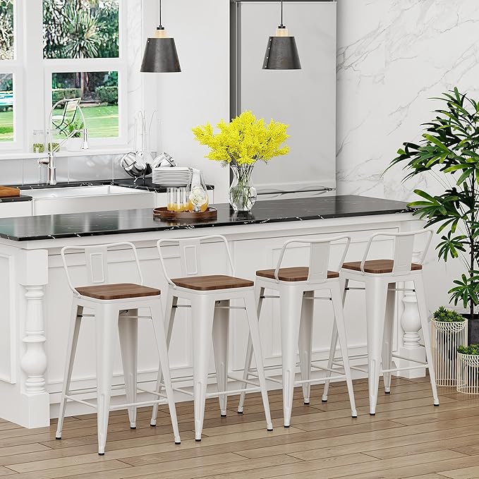 Yongchuang 30 inch Metal Bar Stools Set of 4 Bar Height Barstools - Image 4