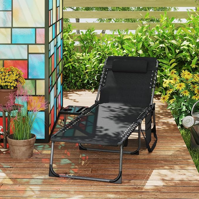 Outsunny Folding Chaise Lounge Chair Outdoor Tanning Chair - Image 9