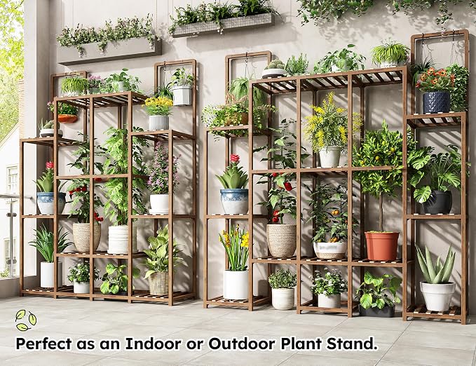 EnHomee Plant Stand Indoor Wood Plant Stand Outdoor Plant Shelf - Image 4