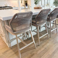 PURPLE LEAF Patio Bar Stools 28" H Set of 2 Handwoven Wicker Bar Height Stool by PURPLELEAF