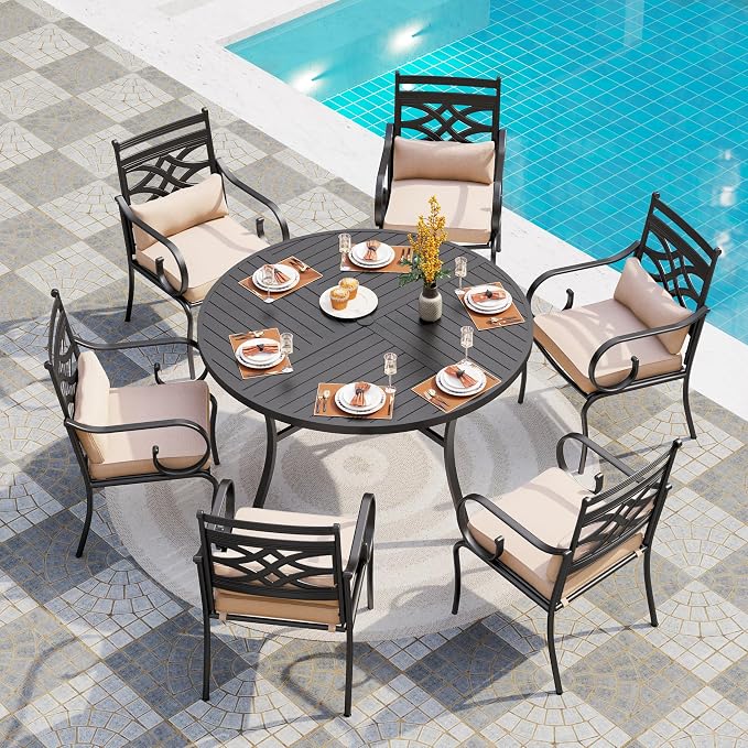PHI VILLA 7 Pieces Outdoor Dining Set by PHIVILLAThepioneerofcomfortablehouseholdsupplies