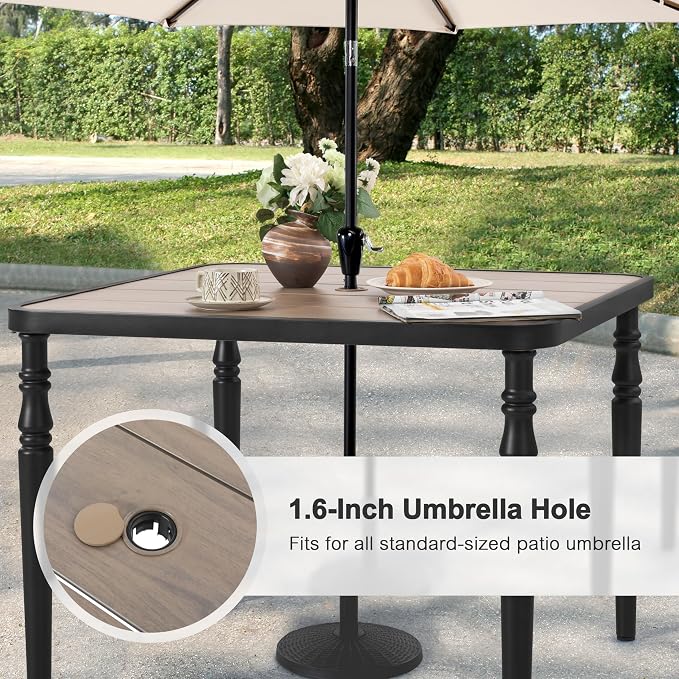 NUU GARDEN 37" Square Outdoor Dining Table, Metal Dining Table - Image 5