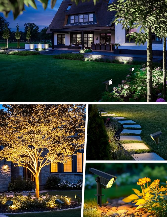 Brightown 4Pack Solar Spot Lights Outdoor, IP67 Solar Lights Outdoor Waterproof - Image 6