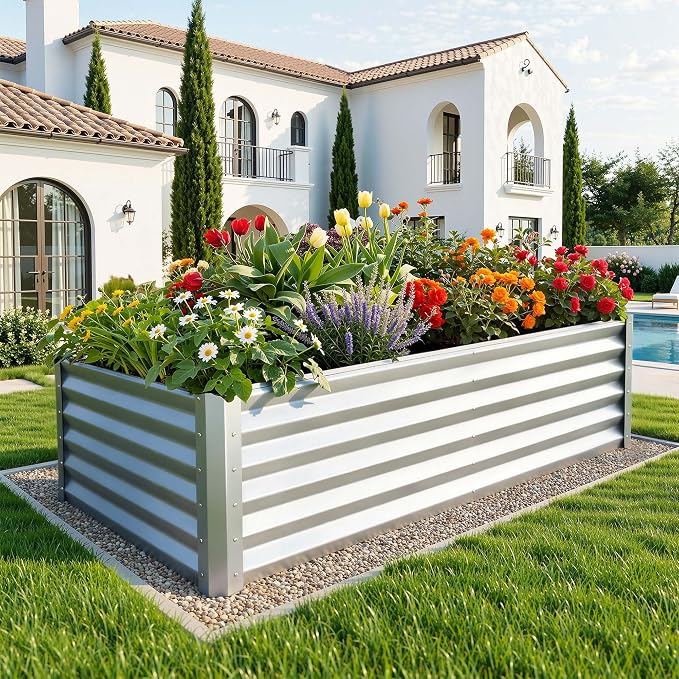 YITAHOME 6x3x3ft Large Raised Garden Bed Kit, Galvanized Metal Planter Box - Image 2