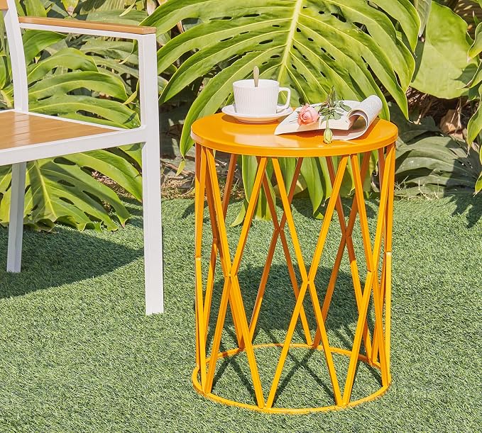 HFHOME Round Nesting Coffee Tables, Heavy Duty Metal Stacking Nightstand - Image 8
