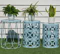 HFHOME Set of 3 Metal Outdoor Side Table, Nesting Round Coffee Table by HFHOME