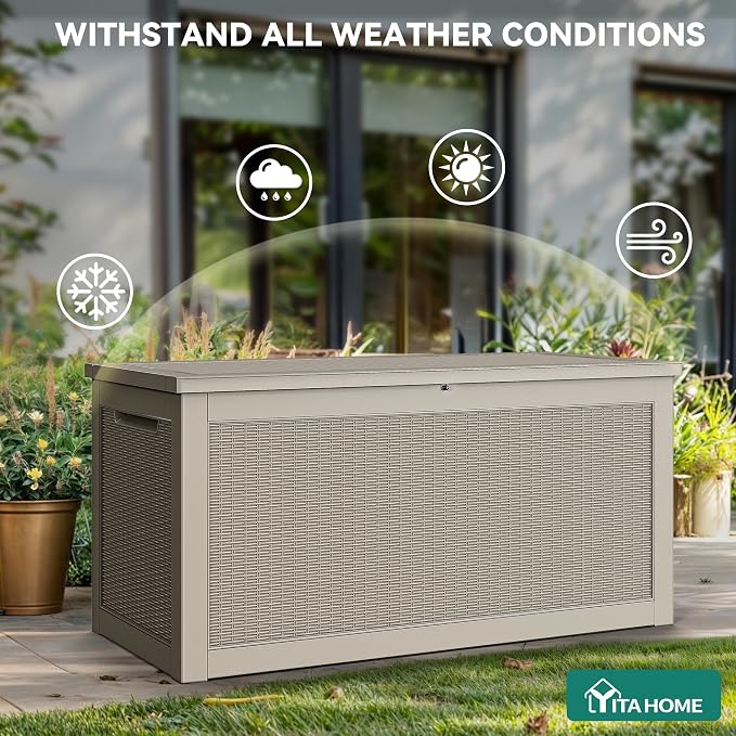 YITAHOME 260 Gallon XXL Large Deck Box, Outdoor Resin Storage Box, Lockable - Image 3