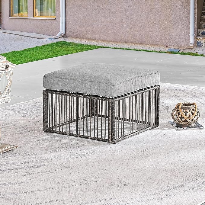 LOKATSE Home Patio Footstool Outdoor Ottoman by LOKATSEHOME