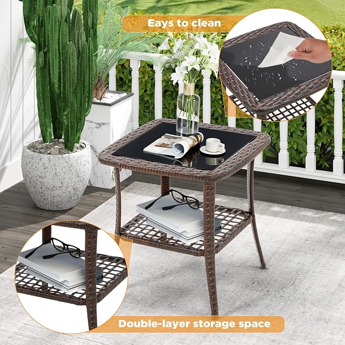 HOMREST Wicker Chaise Lounge Set of 2, Pool Lounge Chair - Image 6