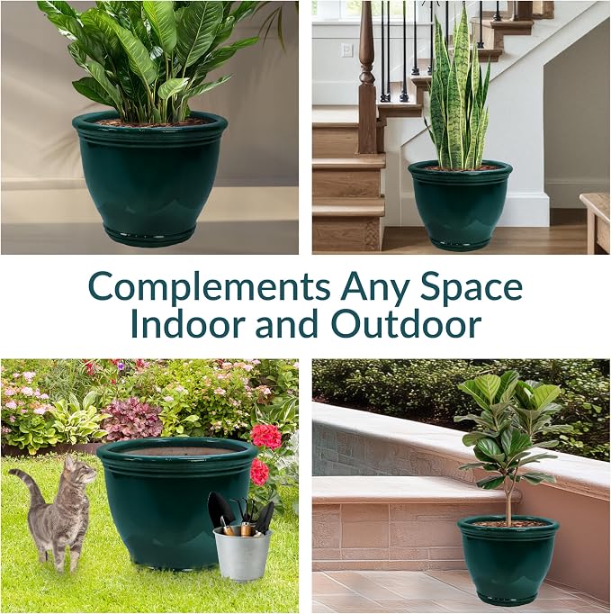 Sunnydaze Large Ceramic Plant Pot - Image 3