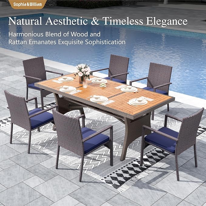 Sophia & William 7 Piece Patio Dining Set, Patio Table and Chairs Set Outdoor - Image 2