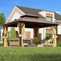 MELLCOM 12' x 14' Gazebo, Hardtop Double Roof Gazebo by MELLCOM