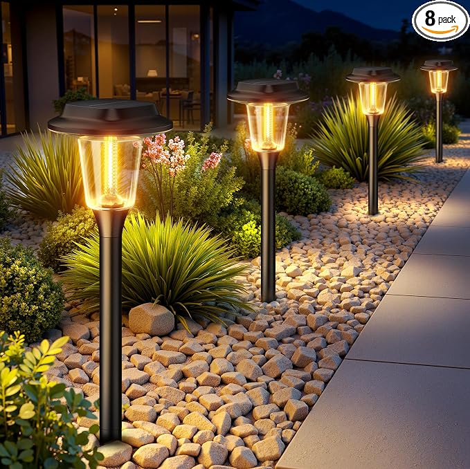 KOOPER Solar Pathway Lights Outdoor, 8 Pack Modern Brighter Solar Powered by KOOPER
