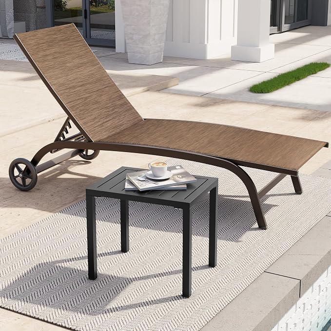 Crestlive Products Outdoor Side Table Set of 2, Aluminum Rectangular Side/End - Image 7