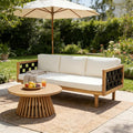 Merax 2 Piece Acacia Wood Outdoor Conversation Set, 3-Seater Outdoor Daybed Sofa by Merax
