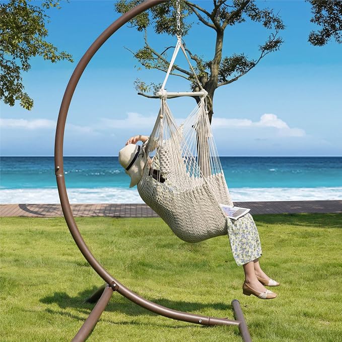 Lazy Daze Hammocks Chair Caribbean Hanging Rope Swing Chair, Soft-Spun Cotton - Image 2