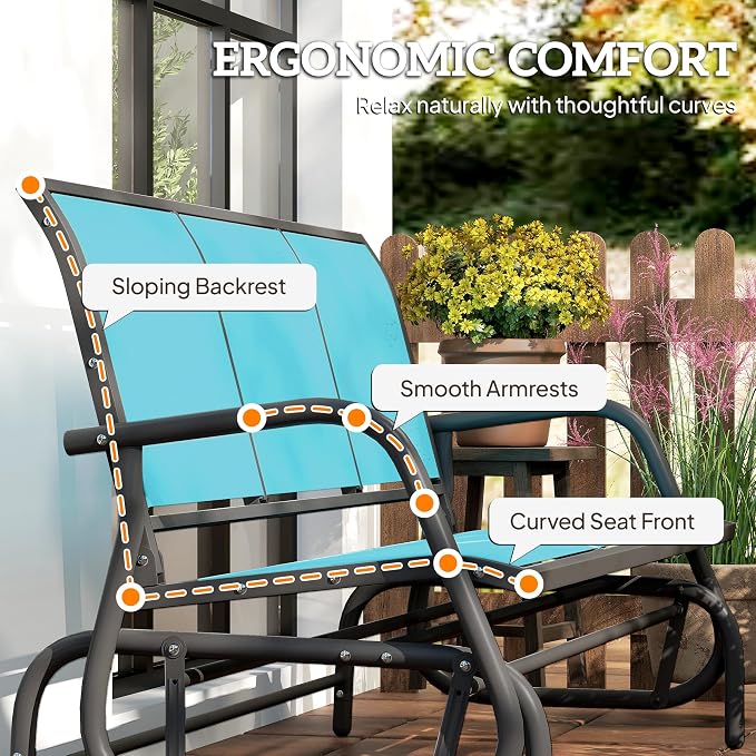 Outsunny 3-Person Patio Glider Bench, Outdoor Porch Glider Swing - Image 8