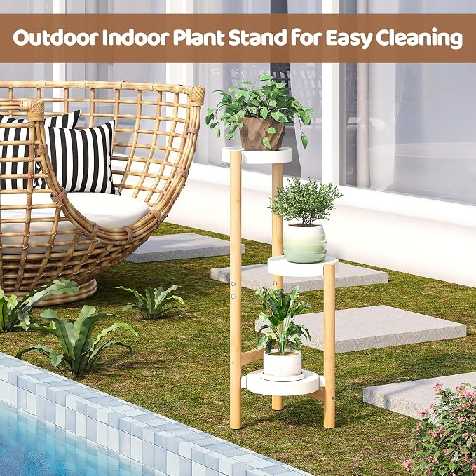 FILWH Plant Stand Indoor Outdoor Plant Rack 3 Tier 3 Potted Flower Holder - Image 5