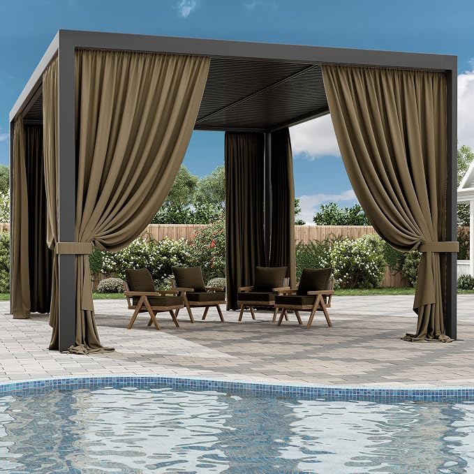 Gazebo Universal Replacement Privacy Curtain, 4-Panels Sidewall Curtains - Image 6