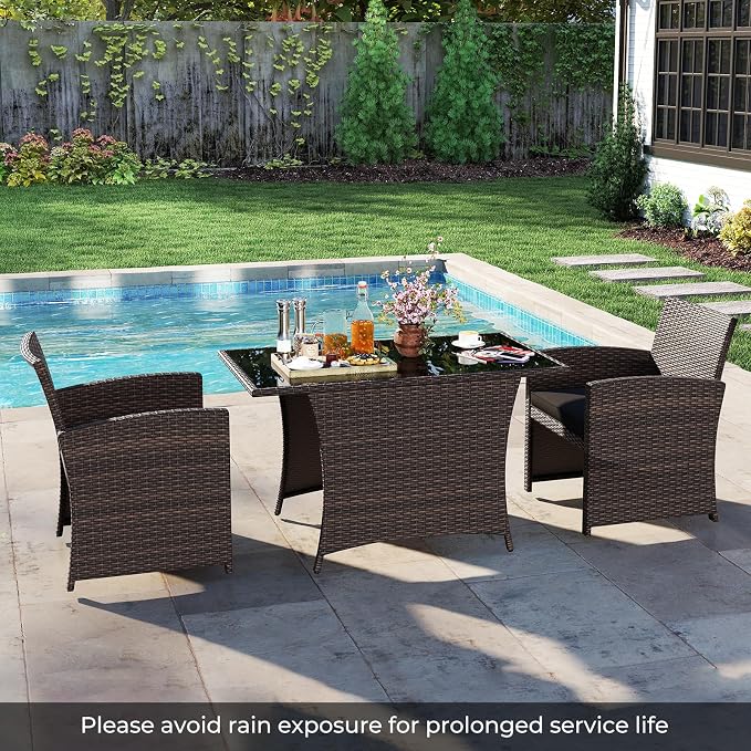Tangkula 3 Piece Patio Wicker Dining Set, 2 Rattan Chairs - Image 7