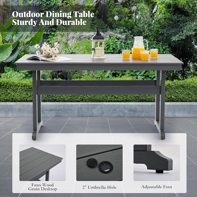 HDPE Dining Table Set for 4, 5-Piece Outdoor Table and Chairs Include 4 Dining - Image 4