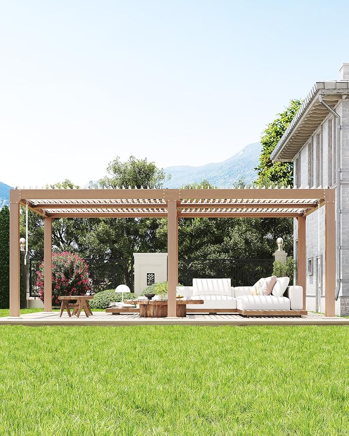 GarveeLife Louvered Pergola 12 ft x 20 ft, Outdoor Pergola by GarveeLife