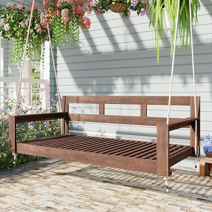 Twin Size Porch Swing Daybed Frame, Outdoor Porch Swing Chair, Framhouse by RuiSiSi