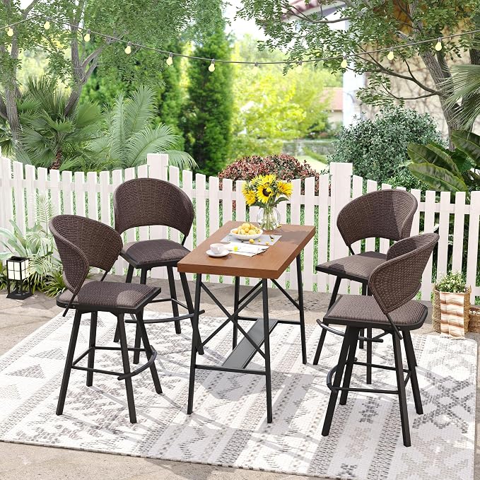 VICLLAX Patio Bar Table Rectangle Outdoor Counter Height Dining Table - Image 6