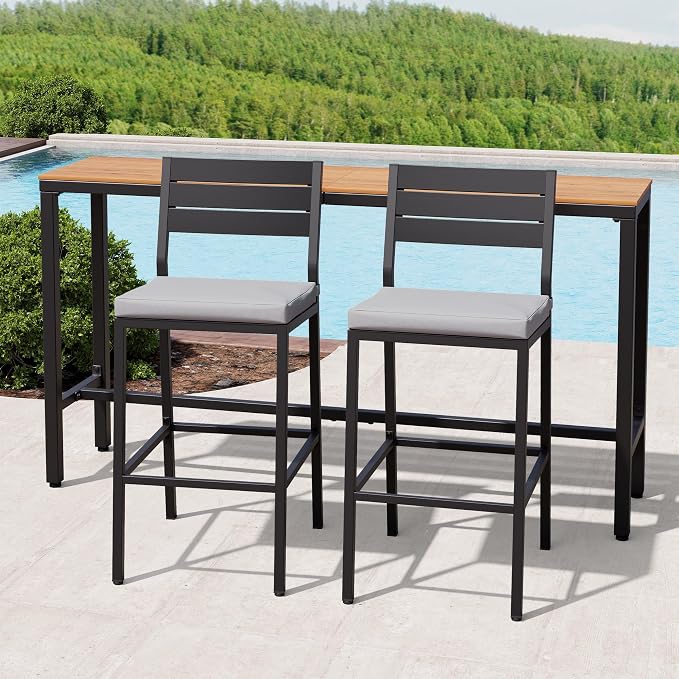 Crestlive Products Outdoor Bar Table and Chairs Set, 3 Piece Outside Patio Bar - Image 8